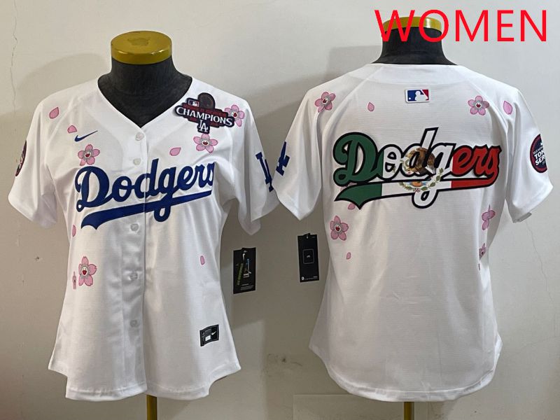 Women Los Angeles Dodgers Blank White Sakura Edition 2025 Nike MLB Jersey style 8